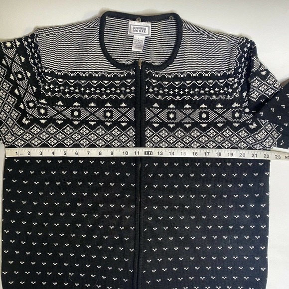 Jennifer Moore VTG Acrylic Cardigan Sweater Women Large Black Full Zip Hong Kong - Picture 5 of 6